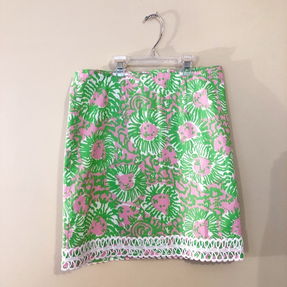 Lilly Pulitzer green sunny side lion skirt size 0 - Picture 2 of 7